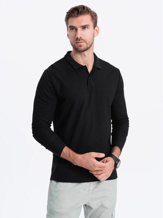 Ombre Ombre Longsleeve OM-POBL-0114 Czarny Fitting Fit