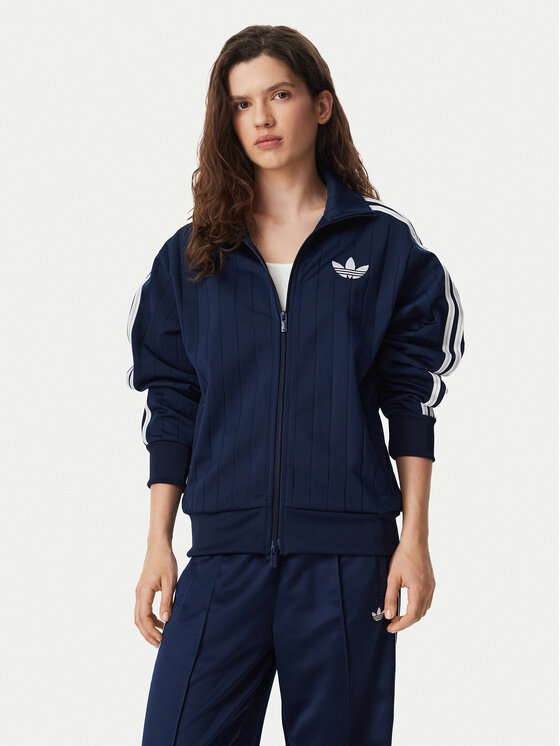 adidas Суитшърт Pinstripe Firebrid Loose Tracktop KS9983 Тъмносин Regular Fit