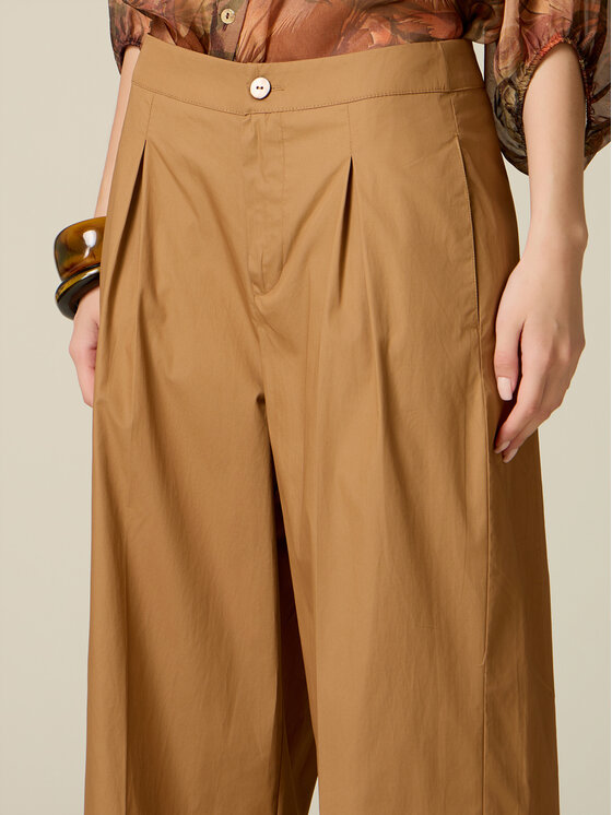 Oltre Oltre Spodnie materiałowe P023R008886N022 Kremowy Baggy Fit