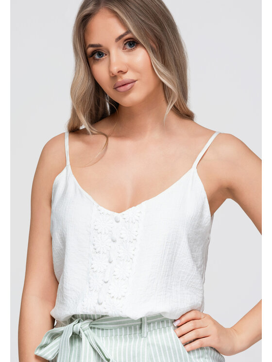 Ombre Ombre Top OW-TS-E0055 Biały Loose Fit