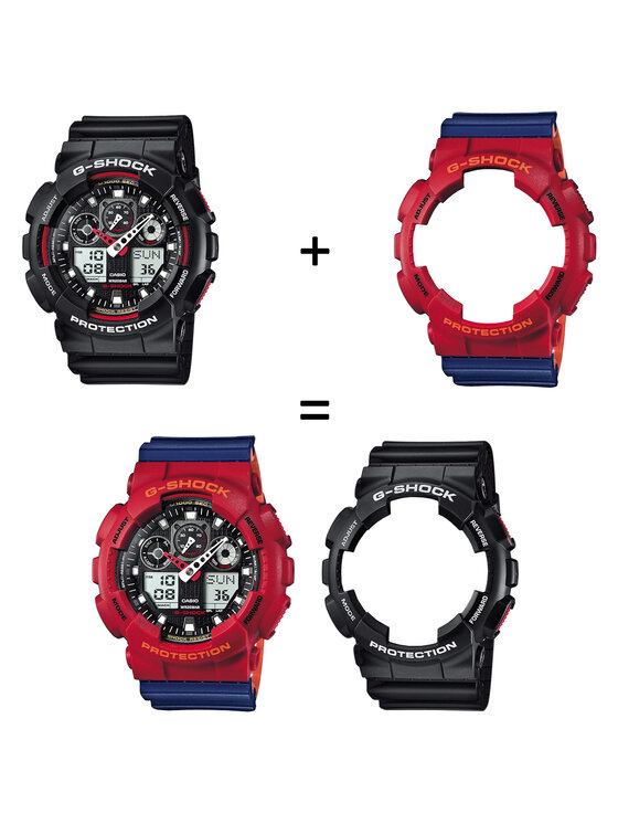 Casio Casio Zegarek SET GA-100-1A4ER + BEZEL 10441433 + PASEK 10527467 Niebieski