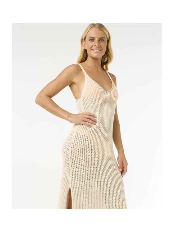 Rip Curl Rip Curl Sukienka letnia Cala Vadella Crochet Dress Biały Relaxed Fit