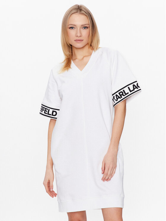 KARL LAGERFELD KARL LAGERFELD Vsakodnevna obleka Logo 225W1356 Bela Relaxed Fit