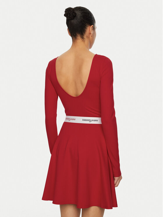Tommy Jeans Tommy Jeans Rochie de zi DW0DW19465 Roșu Slim Fit