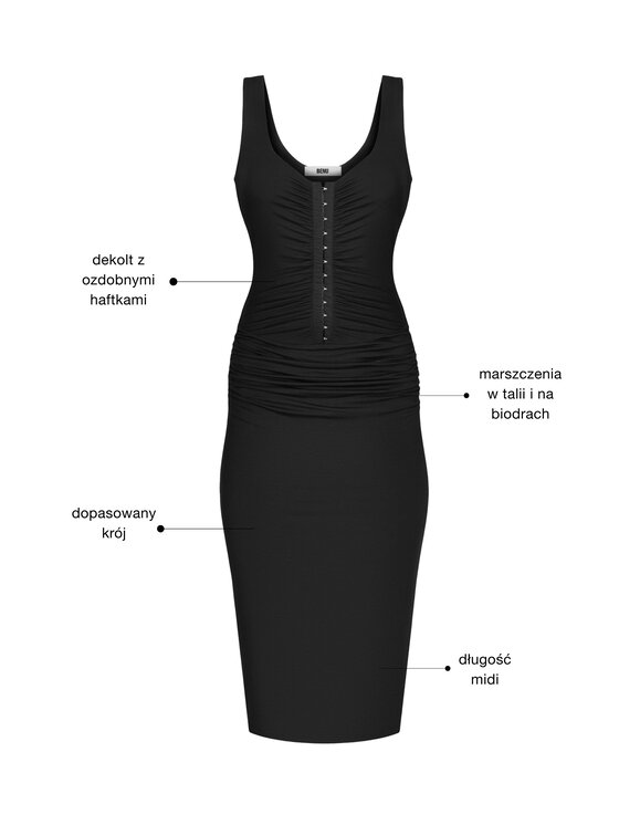 BENU BENU Večerní šaty z haftkami Černá Slim Fit