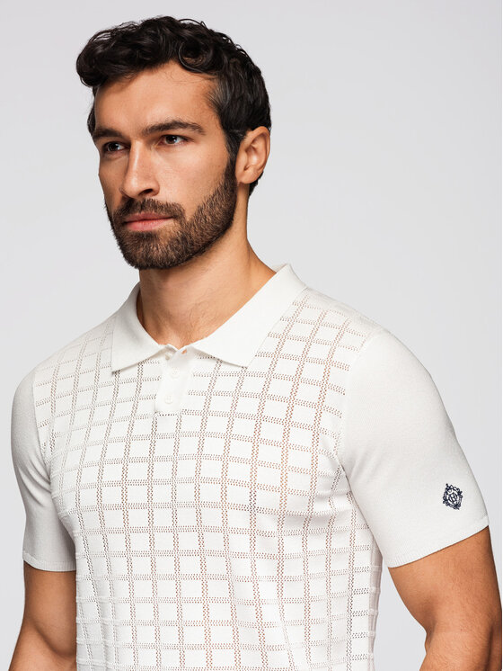 Ombre Ombre Polo OM-POSS-0168 Biały Regular Fit