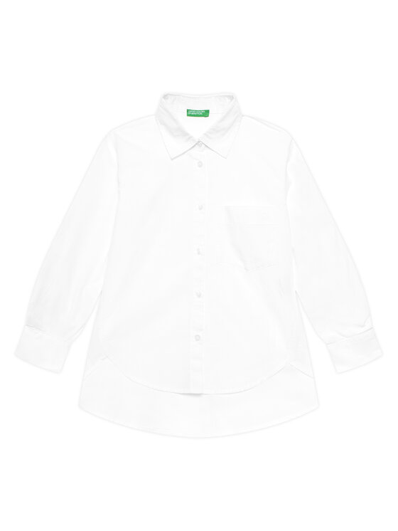 United Colors Of Benetton Koszula 5EW7CQ044 Biały Oversize