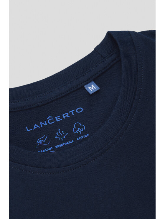 Lancerto Lancerto T-Shirt Koszulka Granatowa Bawełniana Kenneth TS073125000001 Granatowy Regular Fit