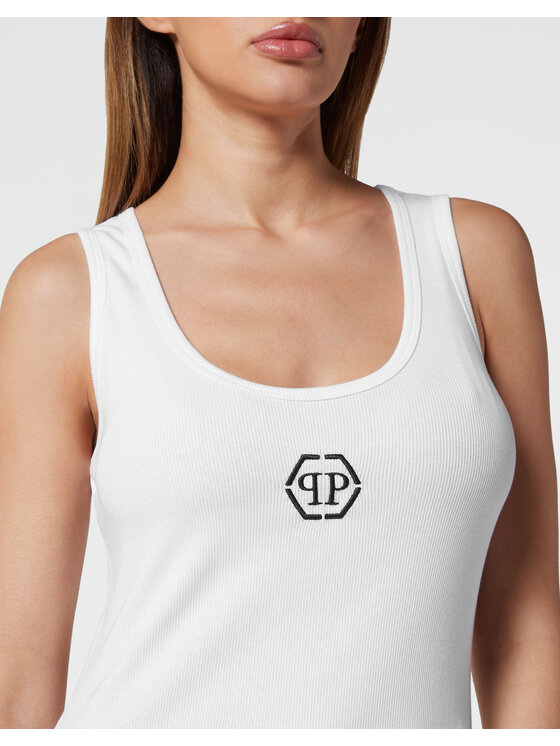 PHILIPP PLEIN PHILIPP PLEIN Tank top 9251 Biały Skin Tight Fit