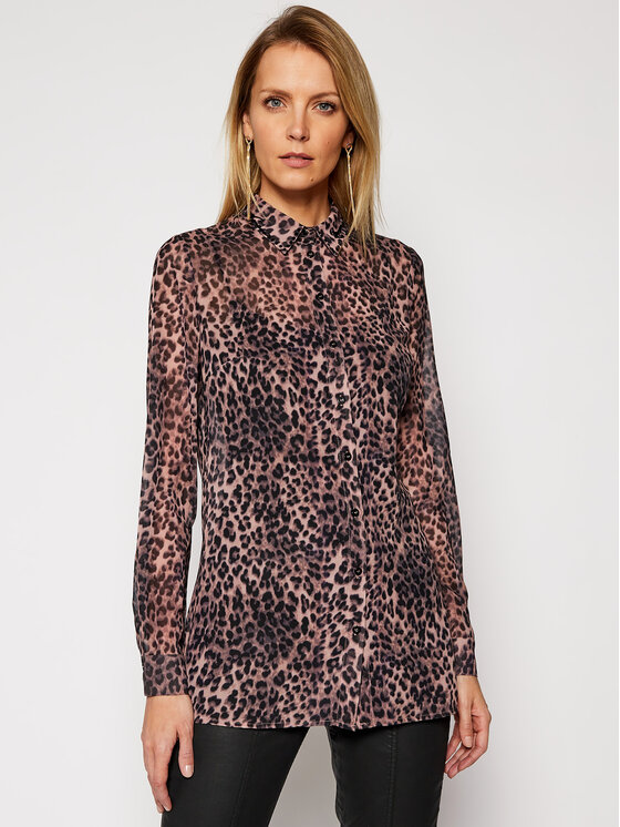 Guess Guess Marškiniai Clouis W1RH09 W70Q0 Ruda Relaxed Fit