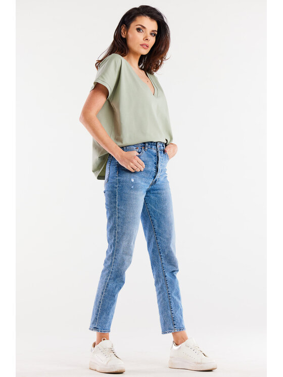 Infinite You Bluzka M267 Niebieski Basic Fit Modivo.pl