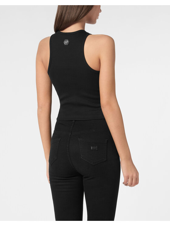 PHILIPP PLEIN PHILIPP PLEIN Tank top 22679 Czarny Skin Tight Fit