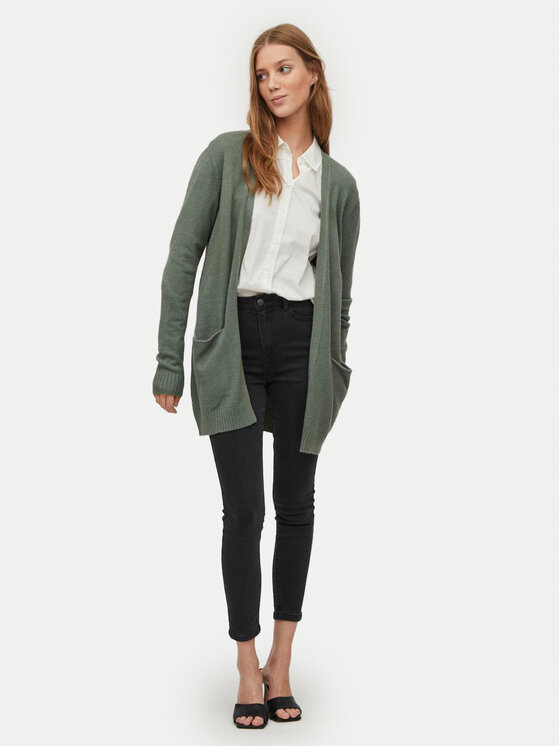 Vila Vila Pletena jopica Ril 14044041 Zelena Regular Fit