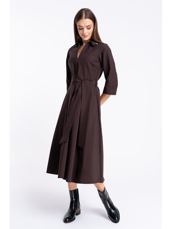 CLICK CLICK Každodenní šaty 60-6157 Hnědá Regular Fit