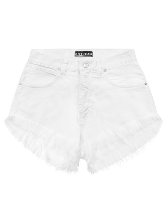 MissDenim MissDenim Szorty jeansowe High Waist Biały Regular Fit