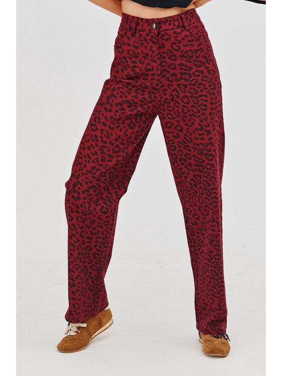 NAOKO NAOKO Jeansy Ruby Roar Bordó Regular Fit