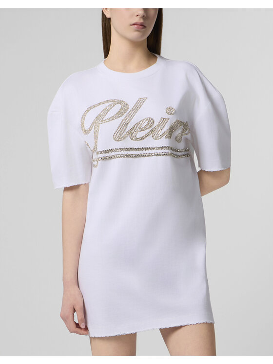 PHILIPP PLEIN PHILIPP PLEIN Sukienka codzienna 29842 Biały Over Fit