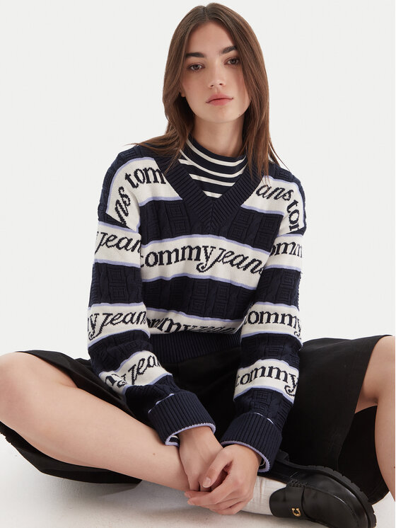 Tommy Jeans Tommy Jeans Sweter DW0DW21682 Granatowy Regular Fit