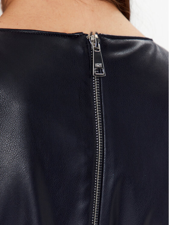 DKNY DKNY Műbőr ruha DD2K4479 Sötétkék Regular Fit