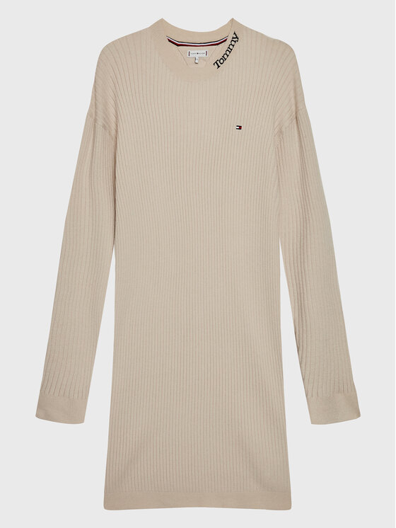 Tommy Hilfiger Tommy Hilfiger Džemper haljina KG0KG07157 D Écru Regular Fit