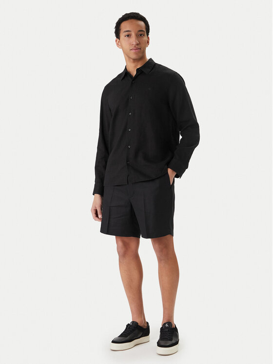 Calvin Klein Calvin Klein Auduma šorti LV04LF620G Melns Straight Fit