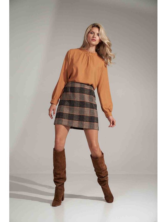 FIGL FIGL Blúzka M730 Hnedá Regular Fit