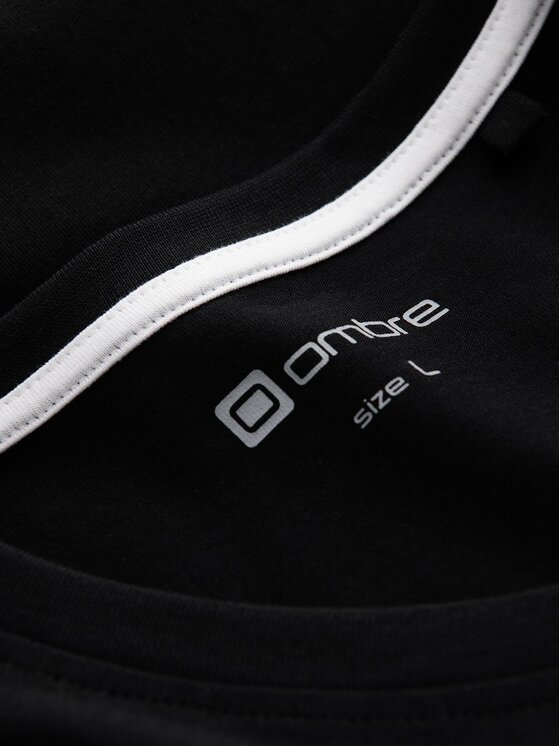 Ombre Ombre T-Shirt OM-TSCT-0106 Czarny Slim Fit