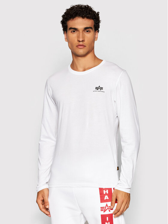 Alpha Industries S dlhými rukávmi Basic Small Logo 198517 Biela Regular Fit