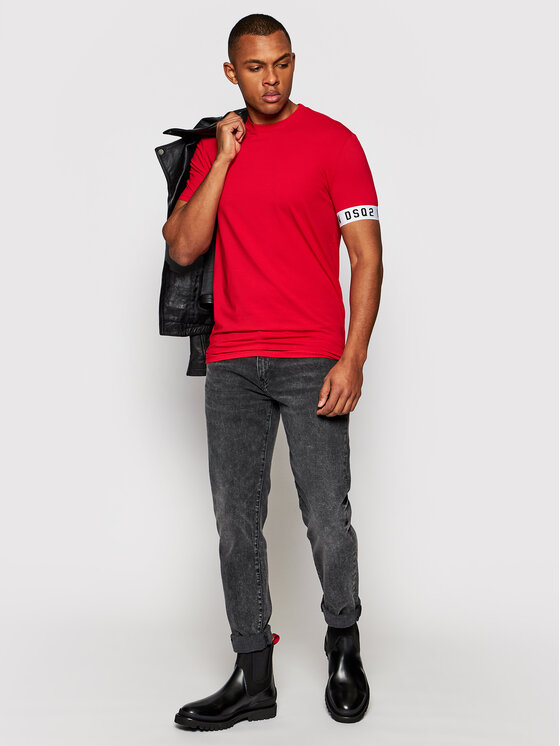 T-shirt D9M3S3450 Rosso Slim Fit