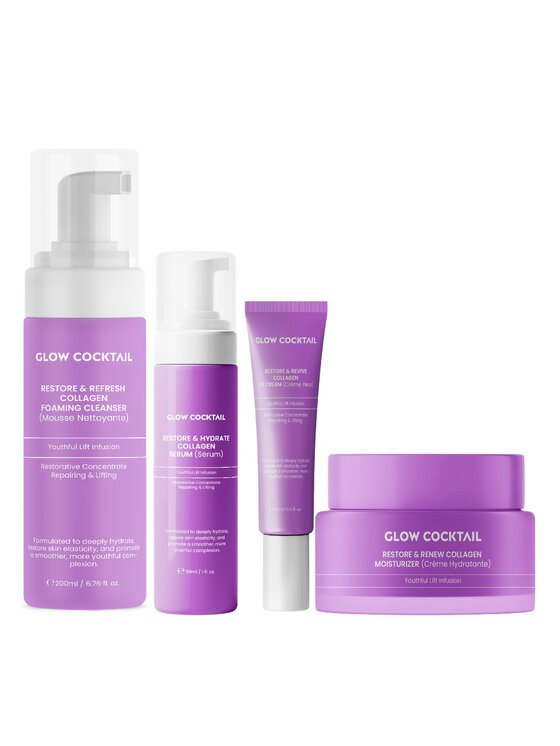 Glow Cocktail Glow Cocktail Zestaw Collagen Restore & Renew 4w1 Zestaw do pielęgnacji skóry