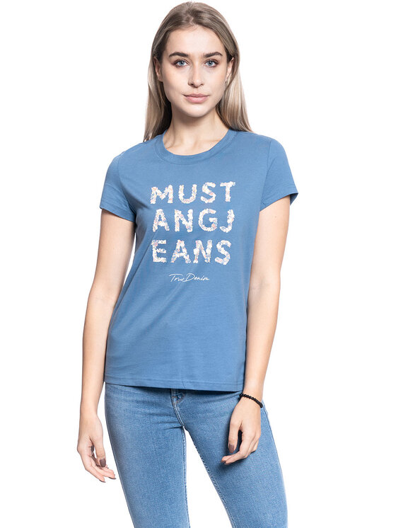Mustang Mustang T-Shirt ALINA C PRINT Niebieski Slim Fit