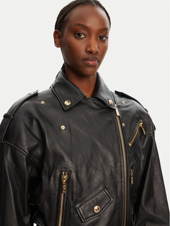 Just Cavalli Just Cavalli Кожено яке 78PAVP05 CP009 Черен Regular Fit