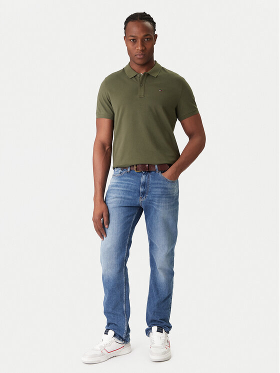 Tommy Jeans Tommy Jeans Тениска с яка и копчета DM0DM20676 Каки Slim Fit