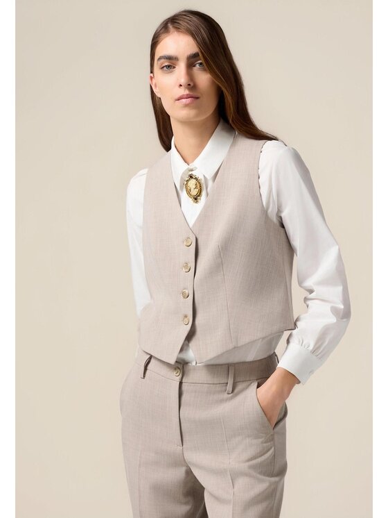 Oltre Oltre Marynarka L021R000026N002 Kremowy Cropp Fit