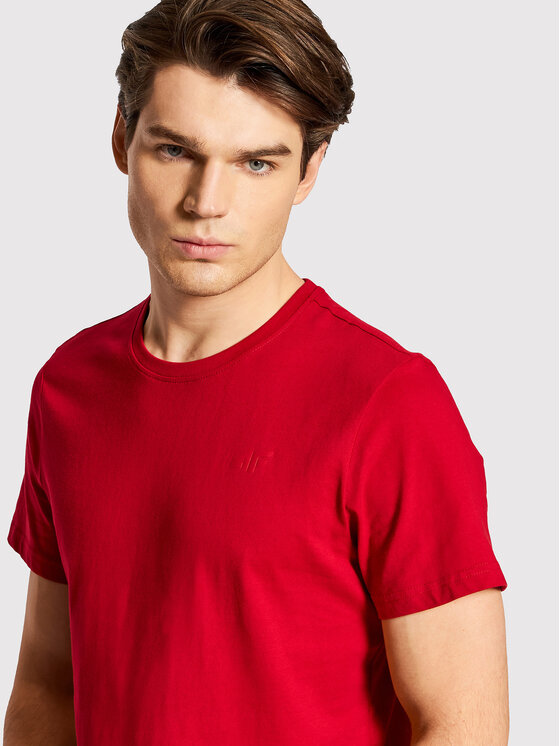 4F 4F T-Shirt NOSH4-TSM352 Czerwony Regular Fit