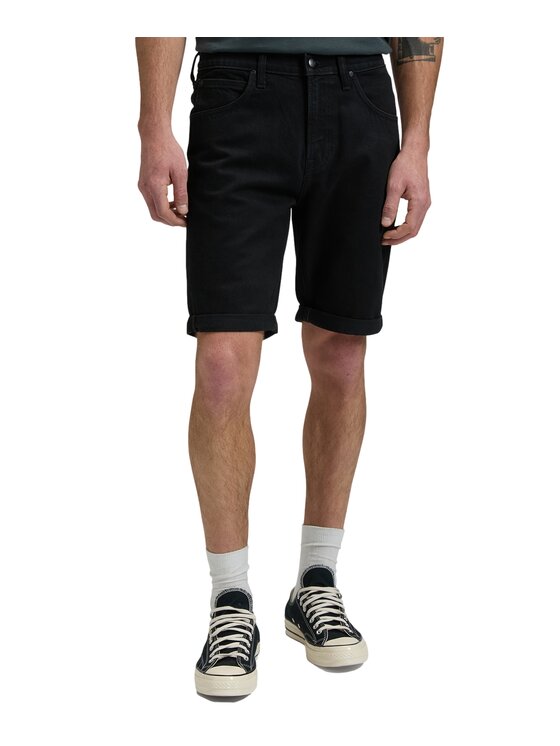 Lee Lee Szorty jeansowe 112376371 Czarny Regular Fit