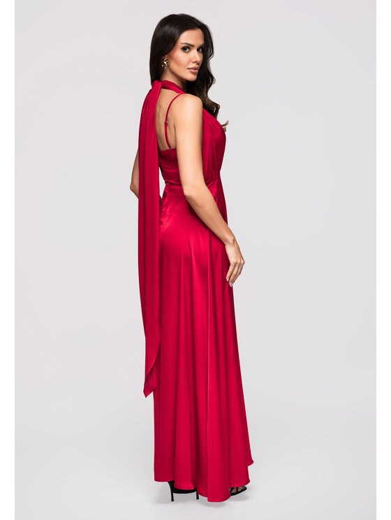 Ombre Ombre Sukienka wieczorowa LA-OM-DLR359 Czerwony Regular Fit