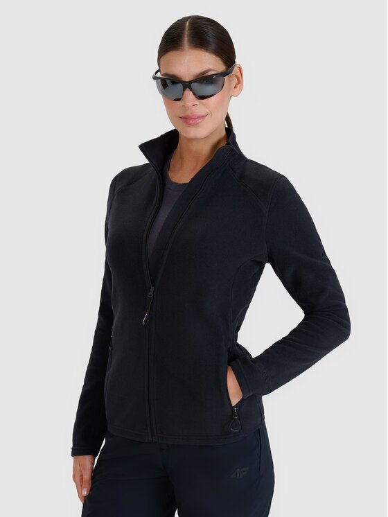 4F 4F Fleecová mikina 4FWSS25TFLEF305-20S Čierna Regular Fit