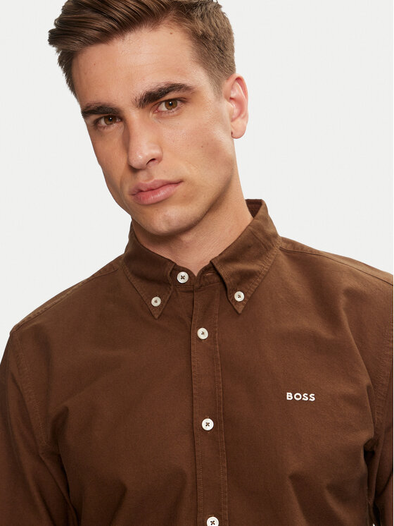 BOSS BOSS Srajca H-Roan 50521996 Rjava Slim Fit