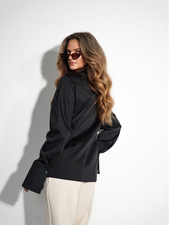 LilaLou LilaLou Košeľa Slim Čierna Slim Fit