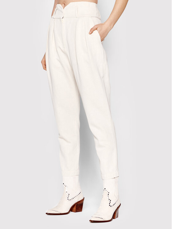 IRO Bavlnené nohavice Yila AQ085 Béžová Regular Fit