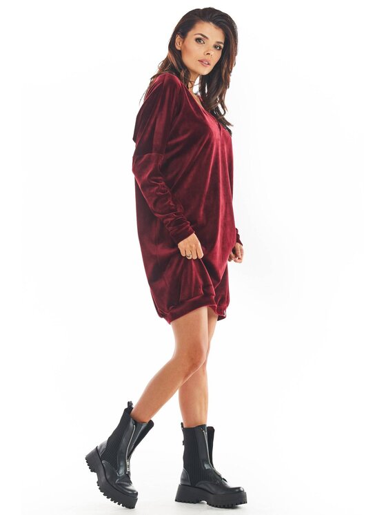 Awama Awama Vestito di maglia A378 Bordeaux Basic Fit