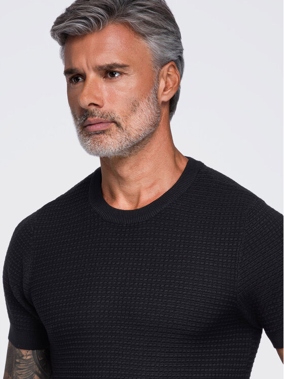 Ombre Ombre T-Shirt OM-TSCT-0303 Czarny Slim Fit