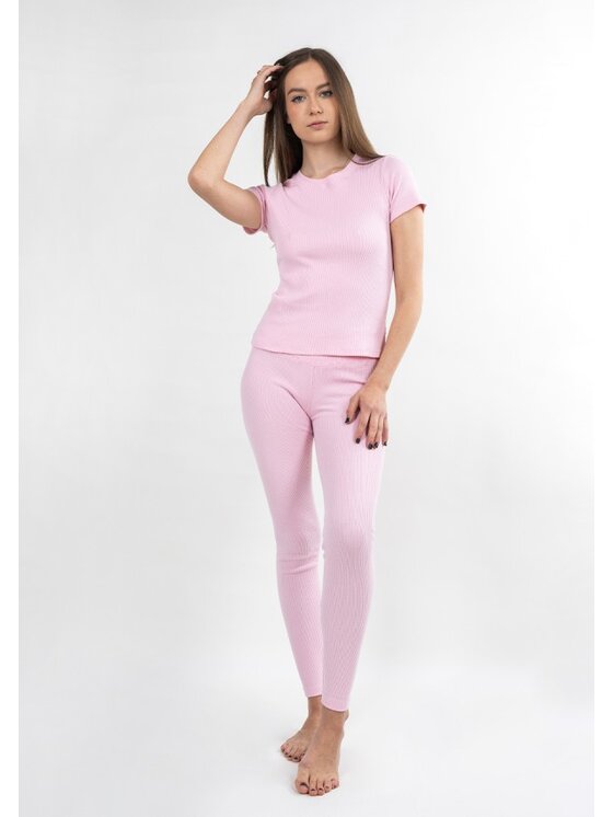 DKaren Sport DKaren Sport Komplet bluza i legginsy KHalima Różowy Classic Fit