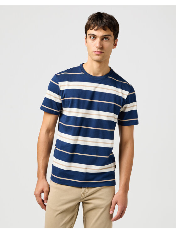 Wrangler Wrangler T-shirt STRIPE TEE 112362724 Blu scuro Regular Fit