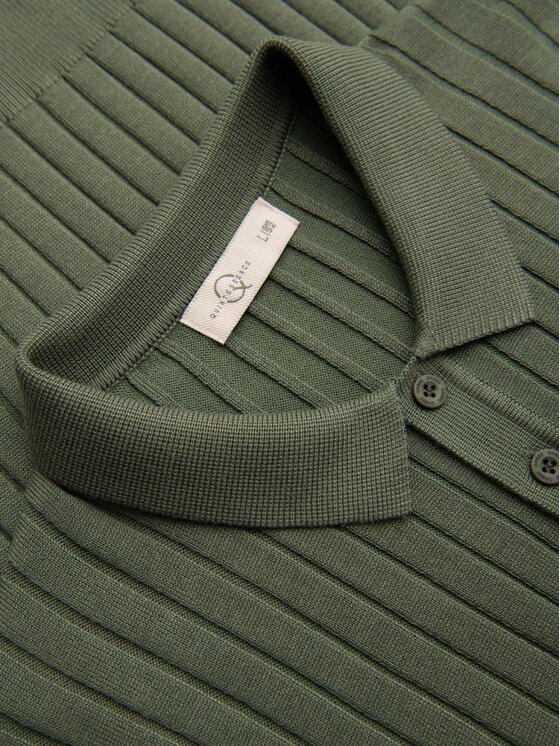 Ombre Ombre Polo OM-POSS-0180 Zielony ciemny Slim Fit