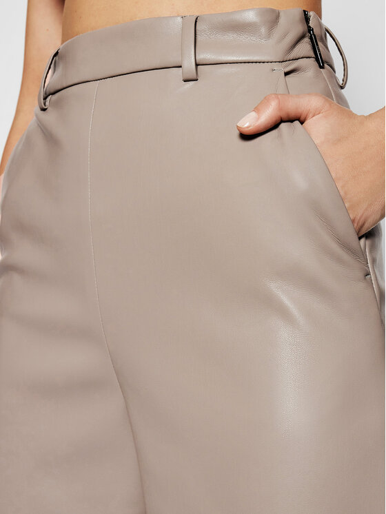 MSGM MSGM Παντελόνι από απομίμηση δέρματος 3041MDP06B 217101 Γκρι Regular Fit