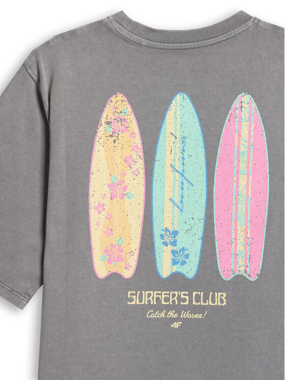 4F 4F T-Shirt SUMMER SPLASH Szary Loose Fit