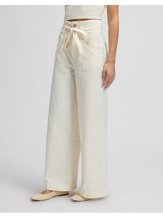 Lee Lee Jeansy PLEATED TROUSER Biały Wide Leg