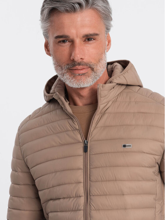 Ombre Ombre Kurtka przejściowa OM-JALP-0156 Brązowy Regular Fit